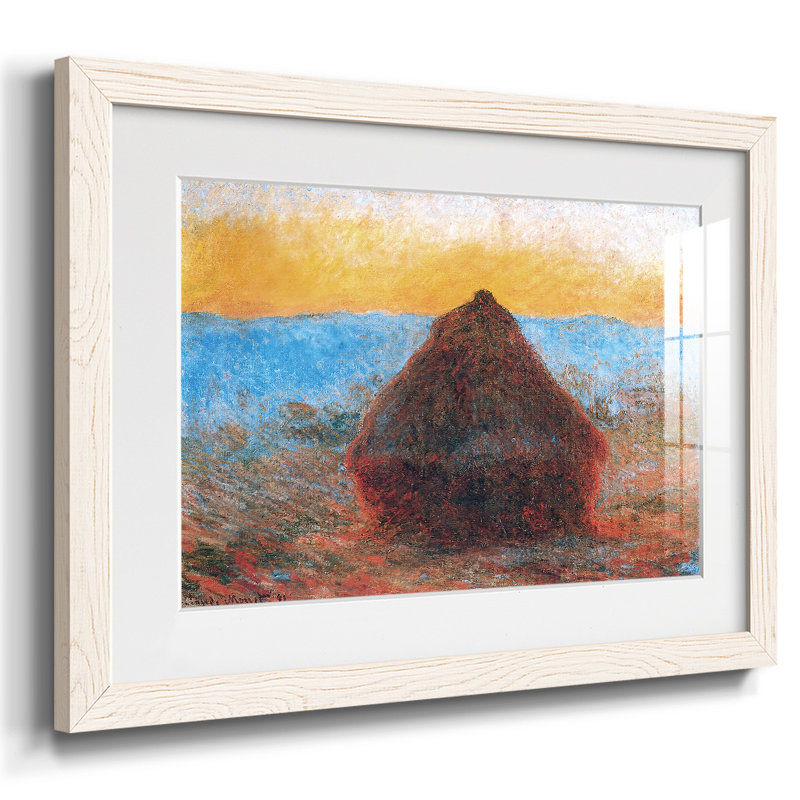 Grainstack, 1891 01, reproduction d'art encadrée, H 28 po x l 42 po x P 1,5 po, Blanc