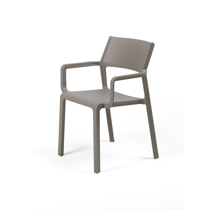 Karle Stacking Patio Dining Armchair with Cushion, Tortora