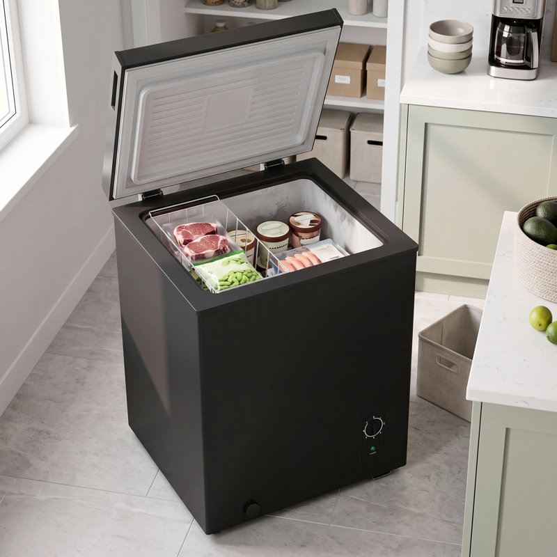 Mini-congélateur, congélateur coffre compact de 3,5 pi³, noir, Black
