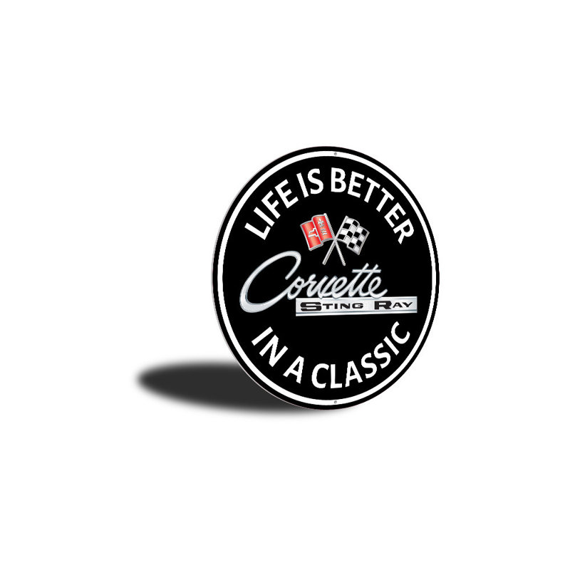 Plaque en aluminium Corvette Sting Ray Classic Car, H 18 po x l 18 po x P 0,06 po