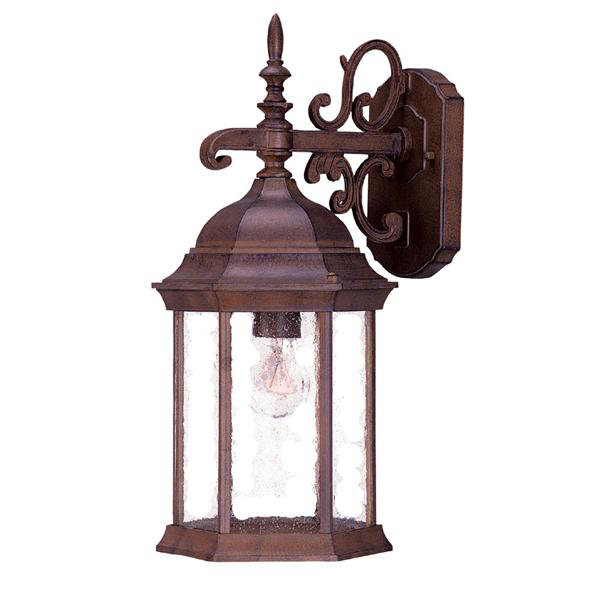 Lanterne murale d'extérieur à 1 ampoule Pruitt, Noyer à nœuds, Transparent