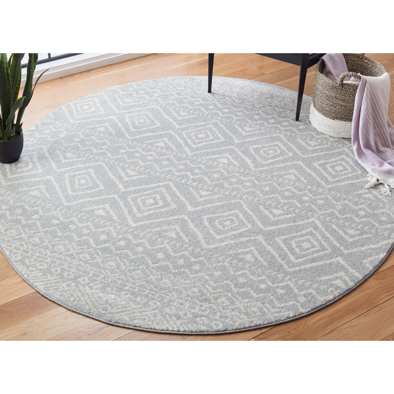 Tapis gris / ivoire Strouse, Rond 6 pi 7 po