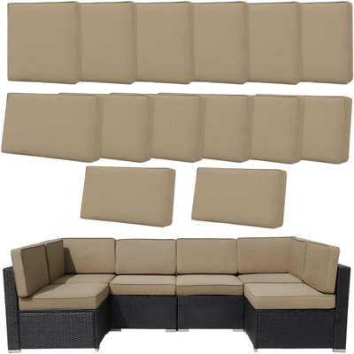 14-Piece Replacement Water-Resistant Zippered Machine Washable Outdoor Slipcovers for 6-Seater Patio Sofa Seat and Back Pillows