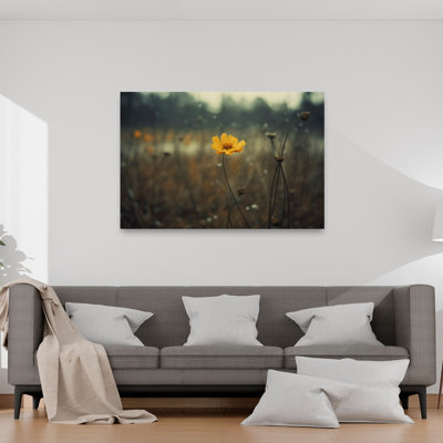 Solitary Bloomers Peaceful Serene Tranquil Autumn Flower Wall Art Print by Treechild - Wrapped Canvas Print