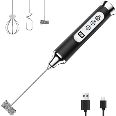 Waterproof Handheld Milk Frother  Black