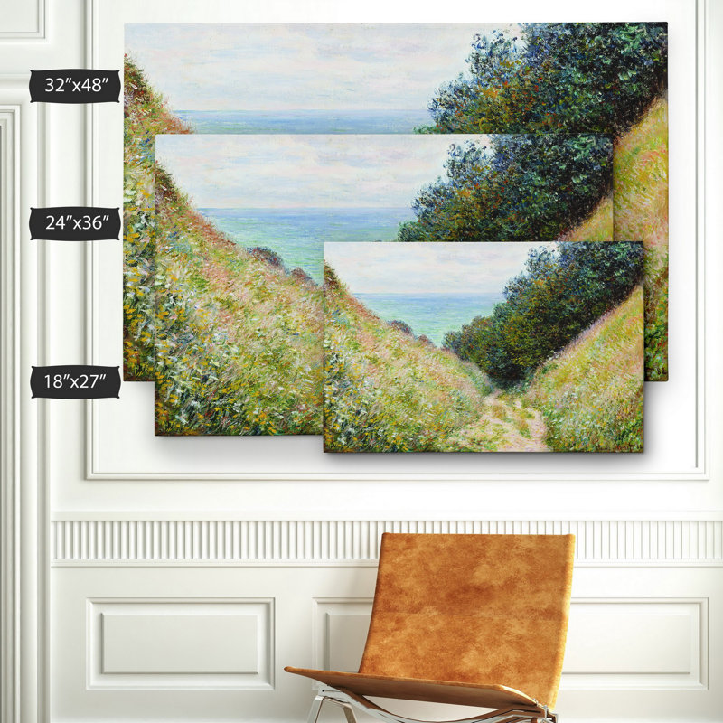 «Road at La Cavée» par Claude Monet, reproduction, H 18 po x l 27 po x P 1,5 po, Toile tendue