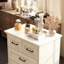 Commode d'appoint moderne rustique avec quatre tiroirs, poignées en métal noir - chêne clair vieilli