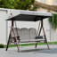 Outsunny 3 Seater Canopy Swing Chair with Adjustable Canopy Light Grey