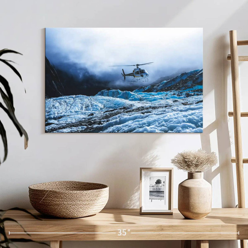 Mehar Helicopter Over Glacier, 16" H x 24" W