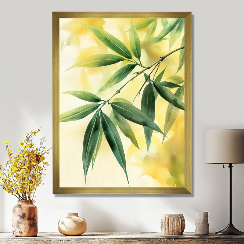 Cleotha - art mural sur toile florale, 44" H x 34" W, Reproduction encadrée d'une seule photo, Gold