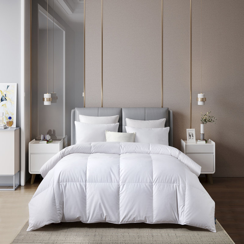 Full White Cotton Sateen Down Bedspread