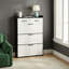 Armoire à chaussures basculante avec tiroirs, organisateur de vestibule moderne au fini blanc et noir
