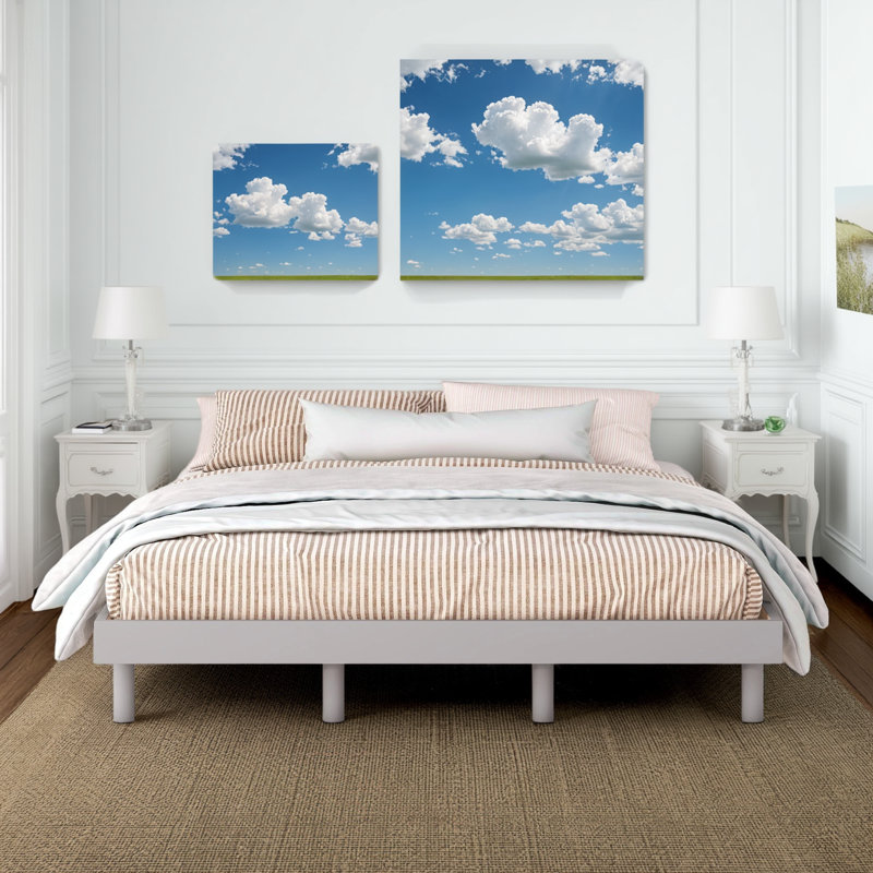 Structure de lit plateforme flottante grand format moderne gris