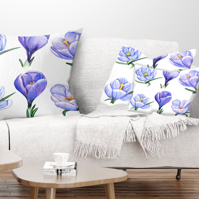 Coussin décoratif imprimé à la main Crocuses