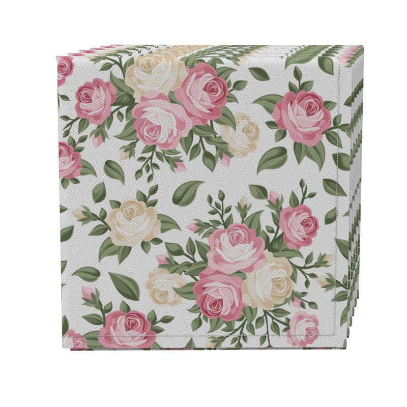 Cotton Twill Floral Square Napkin
