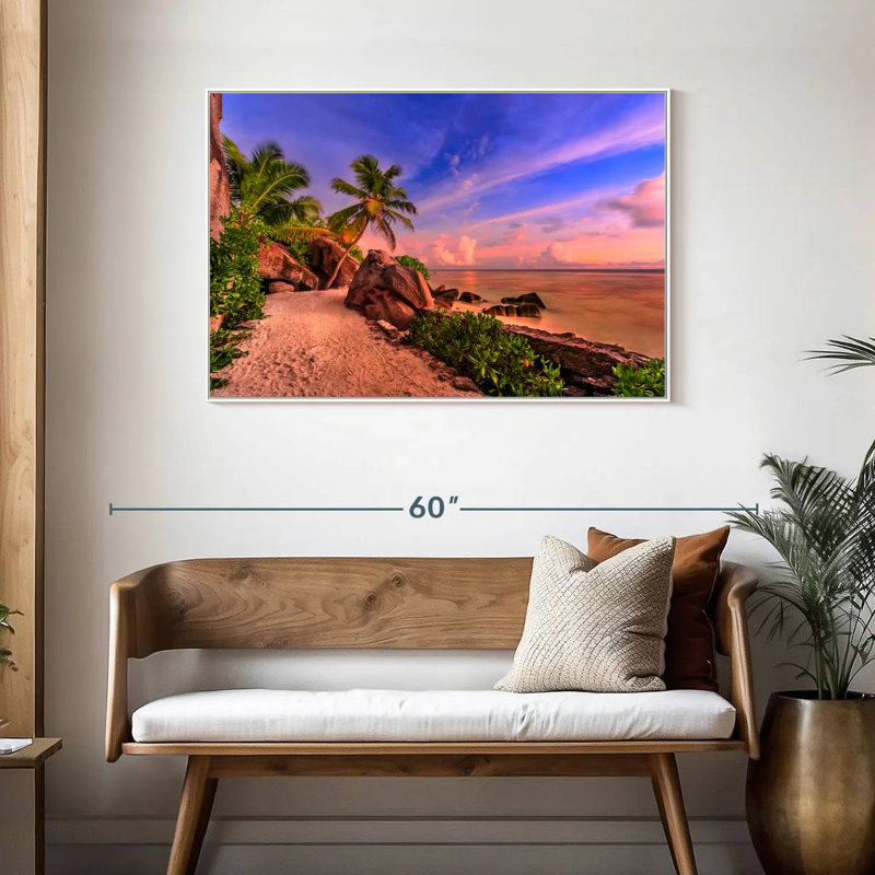La Digue Sundown, 25 po x 17 po, Cadre flottant blanc