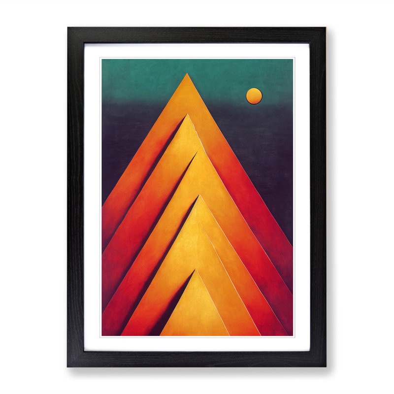 Surreal Mountains - Single Picture Frame Print, 46cm H x 34cm W x 2cm D, Walnut