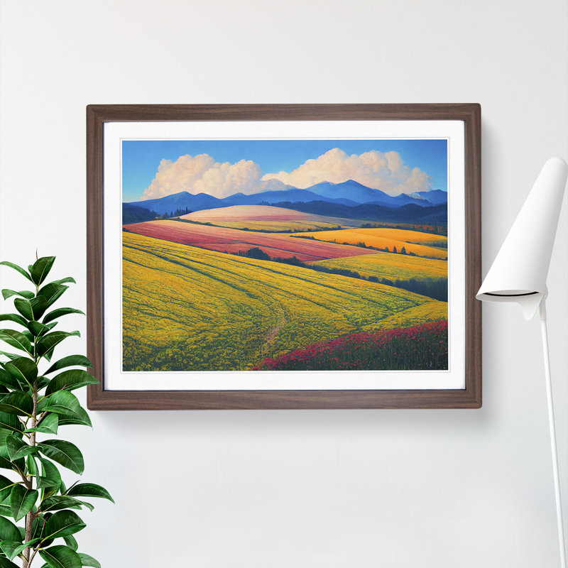 Spring Landscape Meadow - Framed Print, Walnut