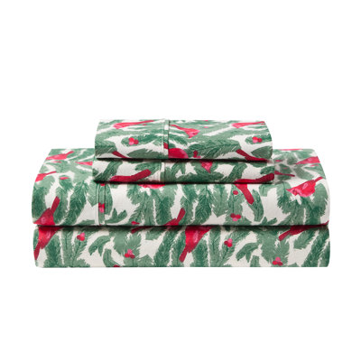 Hallmark Birdie Multi Brushed Cotton Flannel Bed Sheet Set, Full