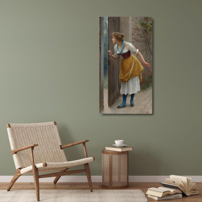 "The Eavesdropper" by  Eugen Von Blaas - Gallery Wrap Canvas Wall Art