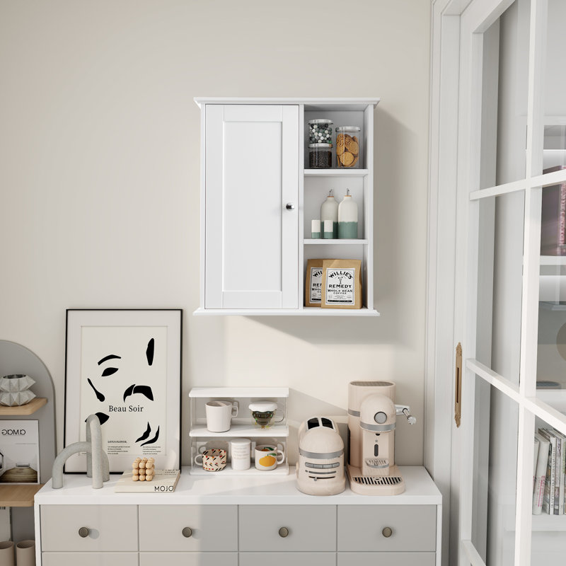 Armoire de salle de bain murale Dibru, Blanc