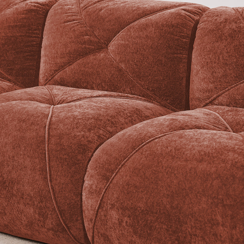 Ensemble de canapé 2 pièces, canapé confortable, siège 2 + 3 places, tissu velours doux, mousse 32D haute densité, aucun assemblage requis, salon moderne, brun rouge