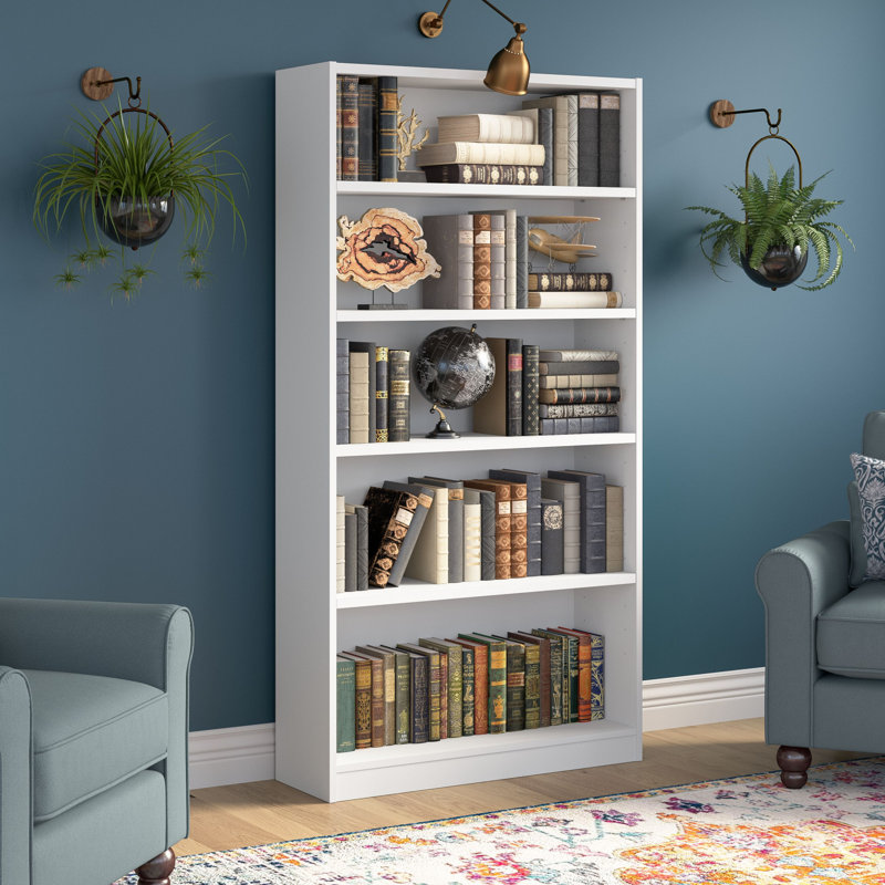 Doyno Tall 5 Shelf Bookcase, Storage and Display Bookshelf for Home Office and Living Room, Pure White