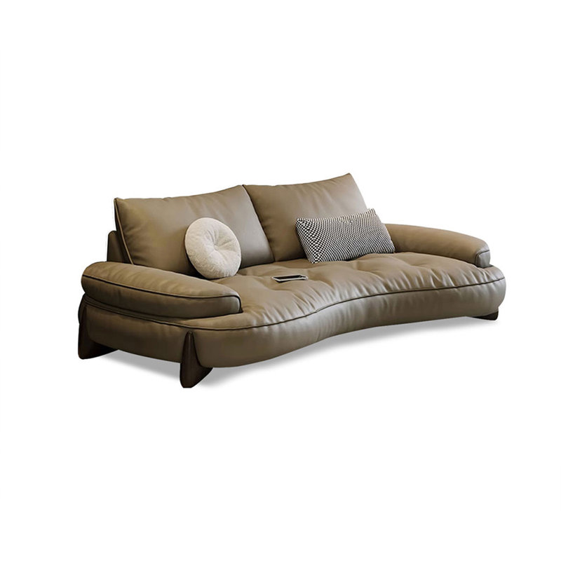 Causeuse-coussin standard en cuir véritable kaki