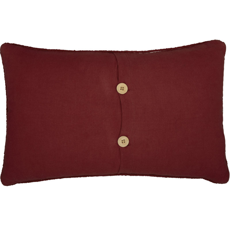 Wyatt Crimson and Espresso Wool Bear Hooked Pillow