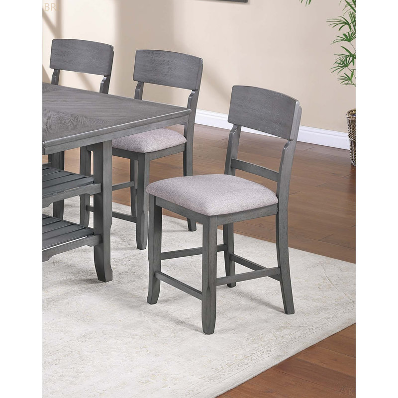Ensemble de 2 chaises haute avec dossier en échelle moderne Chaise de salle à manger, Gris