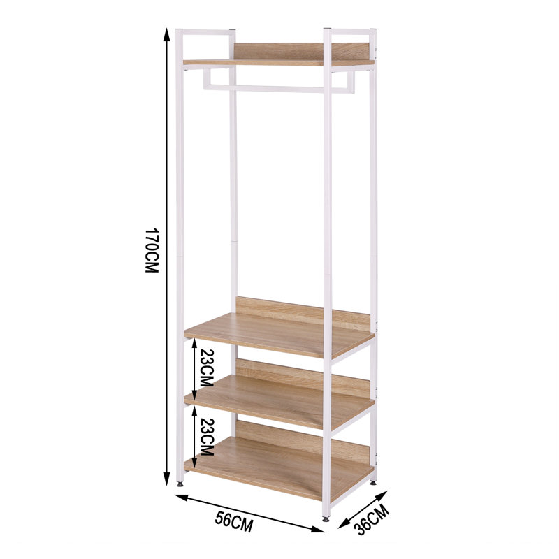 Monarrez 56cm Industrial Pipe Clothing Rack, White/Light Oak