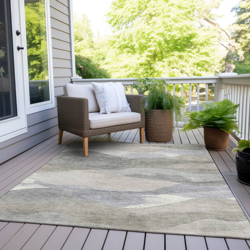 Machine Washable Indoor/Outdoor Xhevrie Beige Rug, Rectangle 10' x 14'