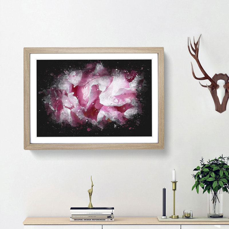 Beautiful Pink Carnation Petals - Single Picture Frame Print on MDF, Oak Framed, 45cm H x 63cm W x 2cm D