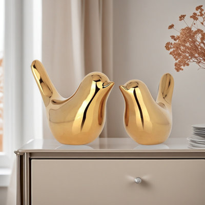 Gold Small Animal Statues 2 Pcs