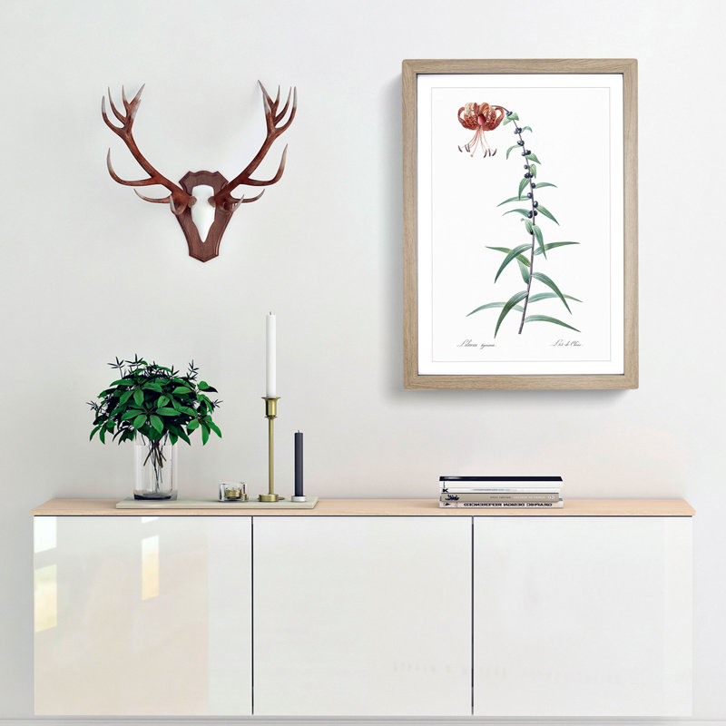 Tiger Lily Flower by Pierre-Joseph Redoute - Picture Frame Painting Print, Oak Framed, 36cm H x 27cm W x 2cm D