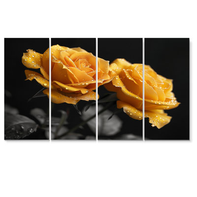 Ensemble de salon monochromes roses et jaunes Bloom II - Roses