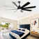 72 Inch Large Ceiling Fans With Lights And Remote Control 6 Wind Speed DC Motor Black For Living Room