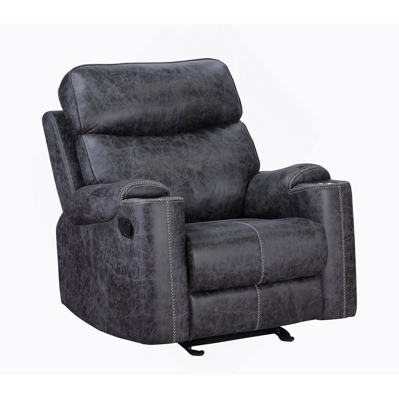 Fauteuil inclinable manuel en microfibre gris Hirah avec fonction porte-gobelet
