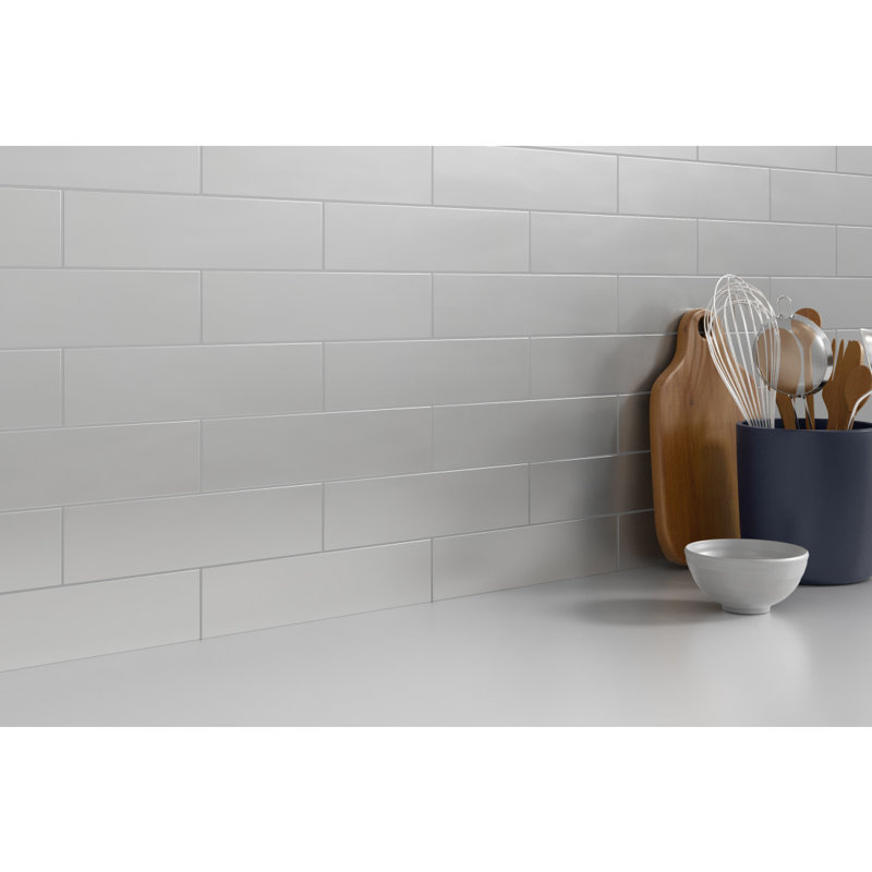 Euphoria™ 3" x 12" Beveled Ceramic Patterned Tile, Silver