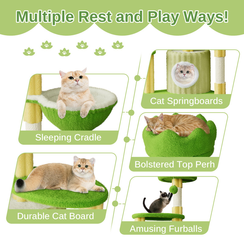 Amadahy 162cm H Cat Tree, Green