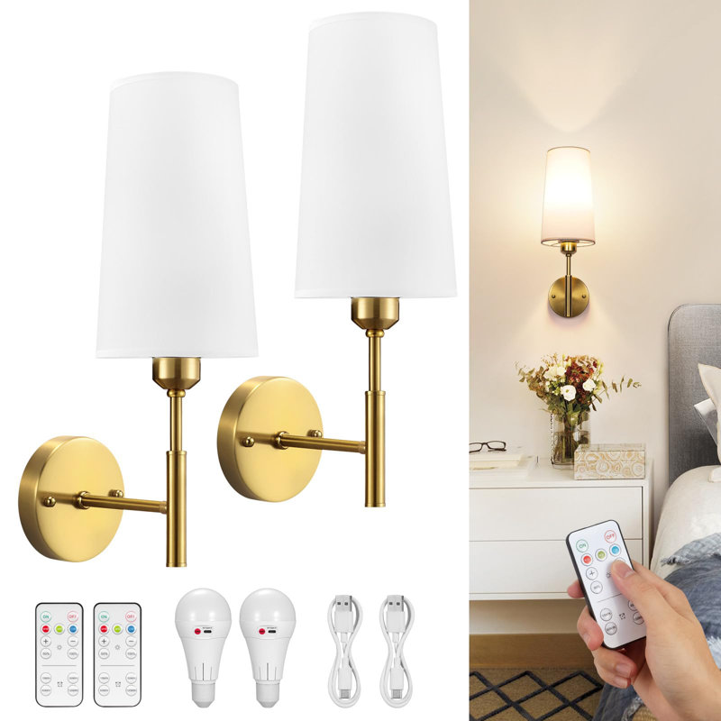 Jaterria Solid Brass Armed Sconce, White, Gold
