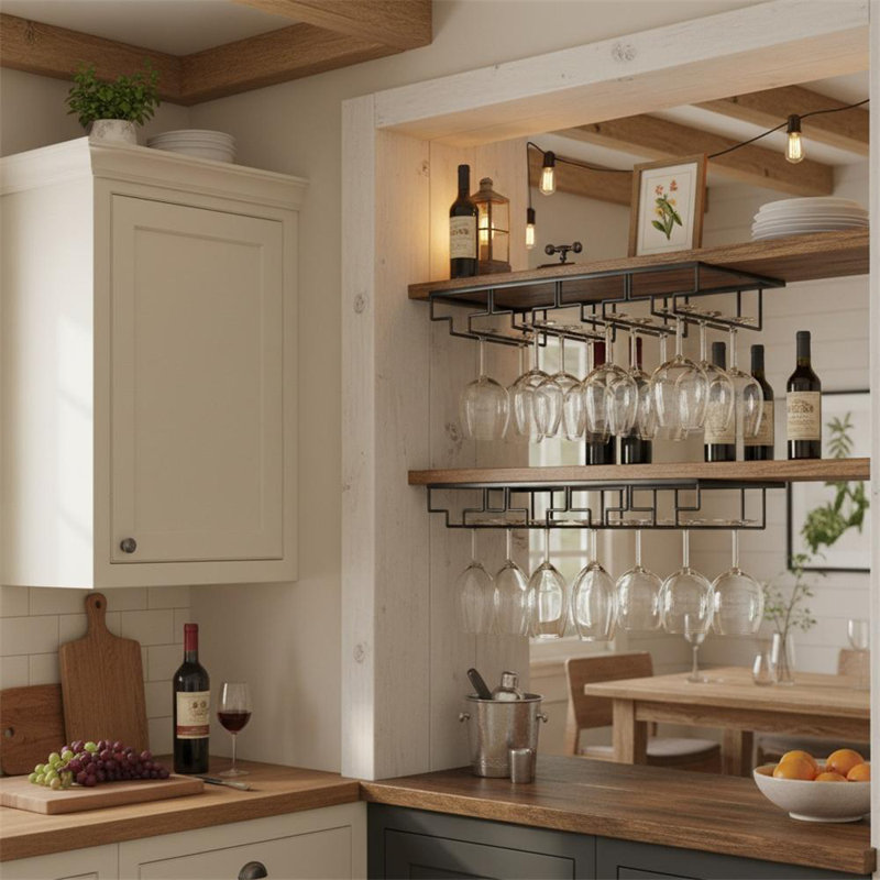 Wall Mounted Wine Glass Rack Black