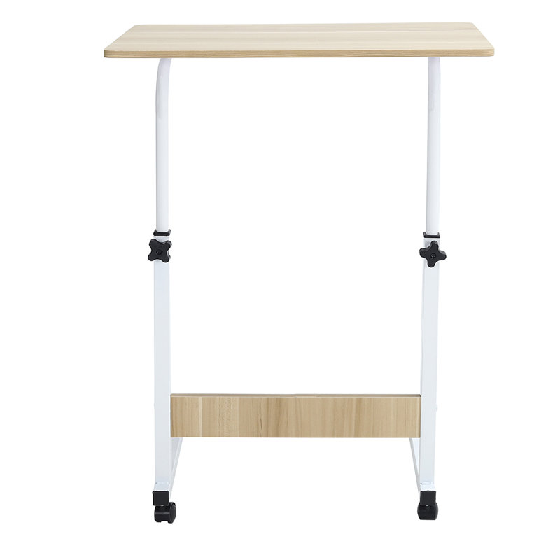 Height Adjustable Computer Table Standing Desk with Wheels, Yellow, White