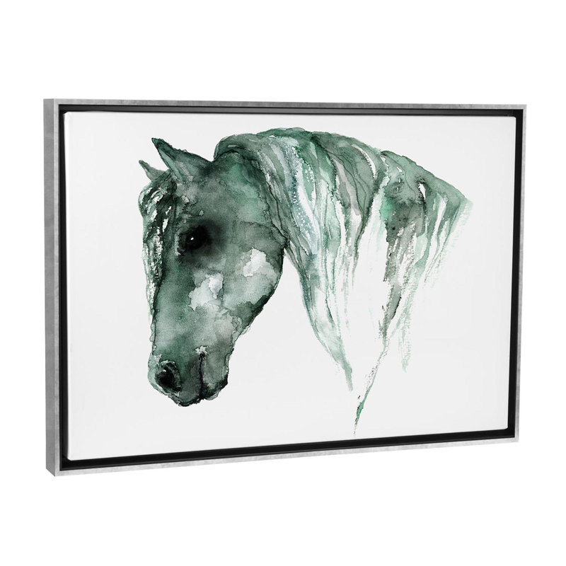 Art du cheval, H 40 po x l 60 po x P 1,5 po, Toile avec cadre argenté