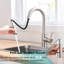 Robinet de cuisine à poignée simple en nickel brossé, douchette rétractable pour lavabo de salle de bain, robinet de style moderne, remplisseur en céramique nickel classique