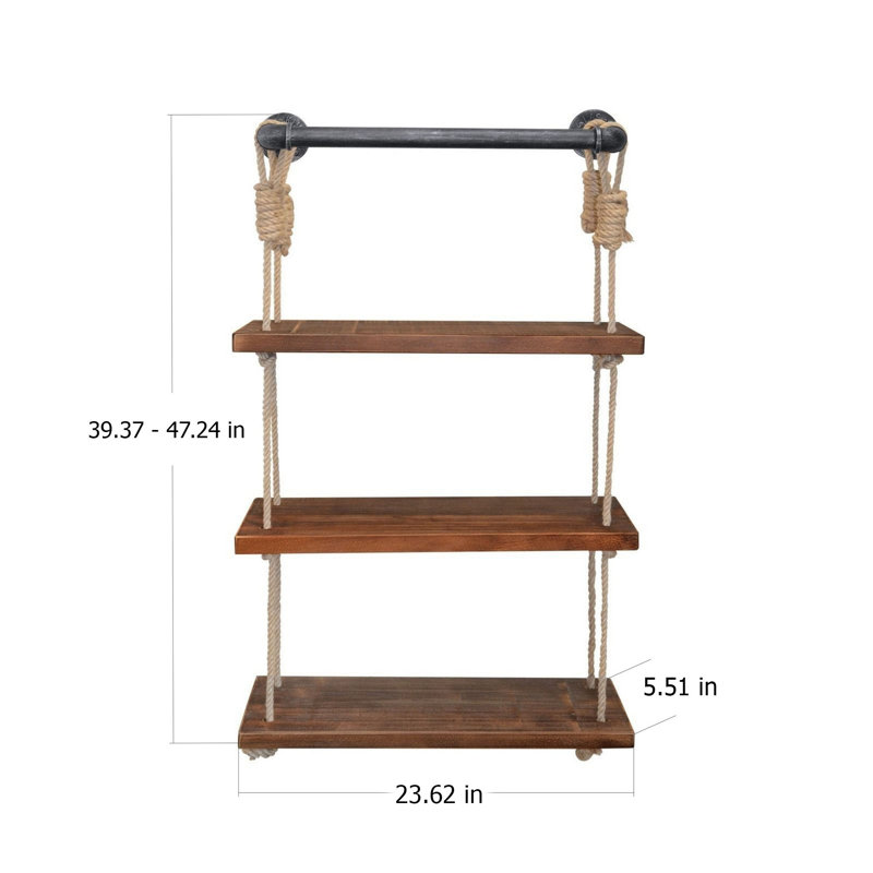 Kayli 4 Piece Solid Wood Floating Shelf with Adjustable Shelves
