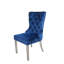 Chaise de salle à manger Blue Velvet Munich (ensemble de 2) avec pieds chromés