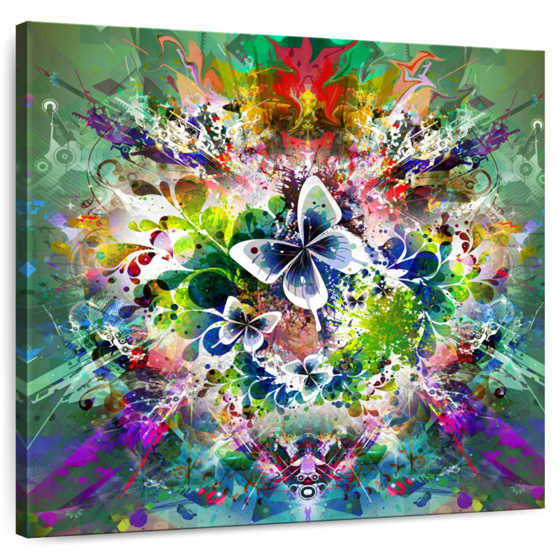 Abstrait papillon coloré, H 10 po x l 10 po