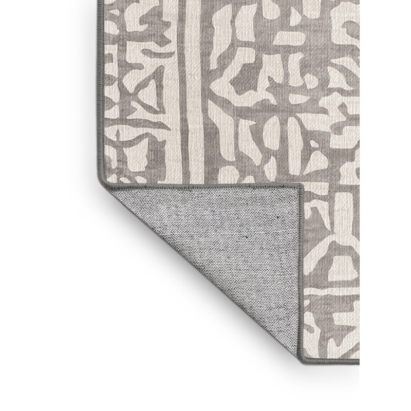 Machine Washable Gray Area Rug, Rectangle 6' x 9'