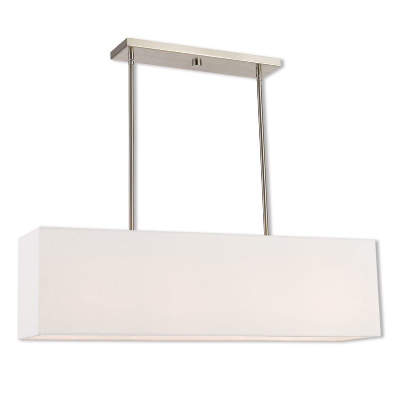4 - Light Square / Rectangle Chandelier, Brushed Nickel